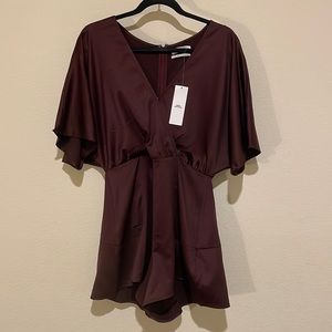 NWT Urban Outfitters Satin Surplice Romper